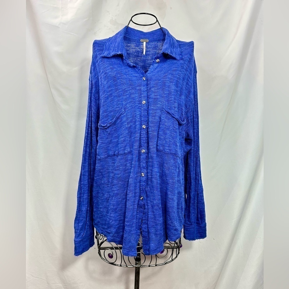 Free People beach blue gauzy button down size L